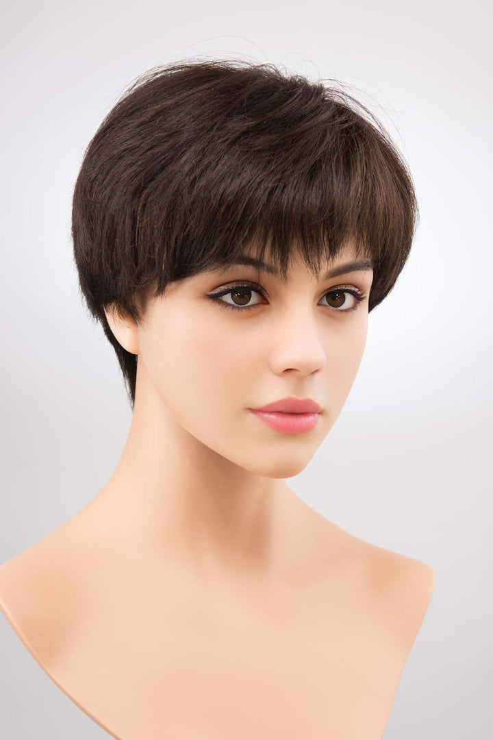 Short 8 inches Straight Natural Black Human Hair Wig Helena