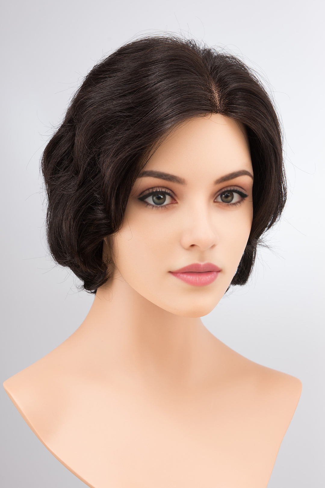 10" Wavy Natural Black Human Hair Hand Tied Wig Ida