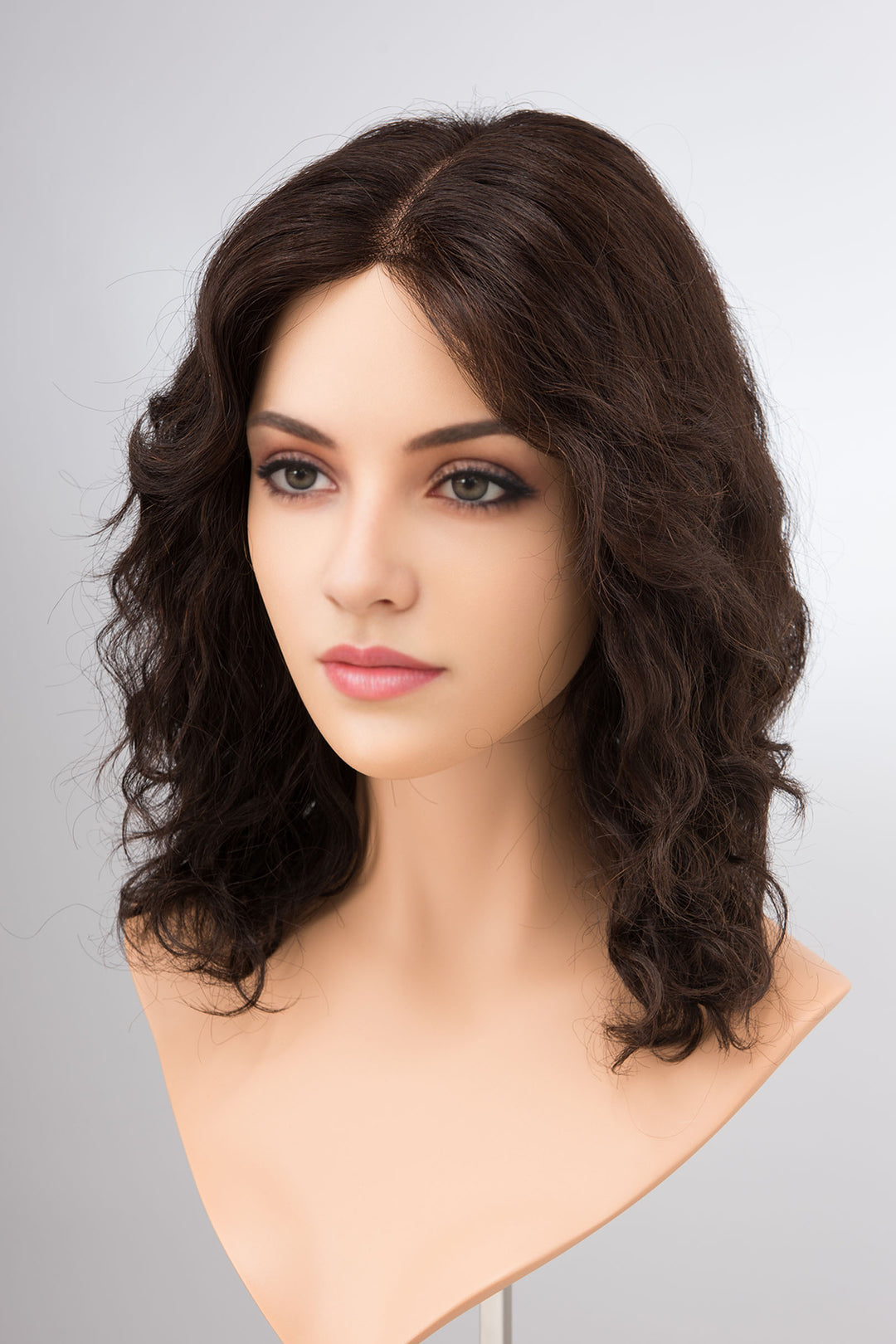 16" Wavy Natural Black Human Hair Wig Izzy