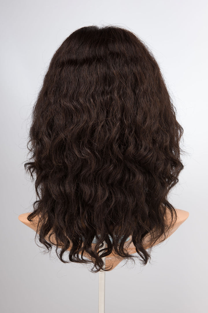 16" Wavy Natural Black Human Hair Wig Izzy