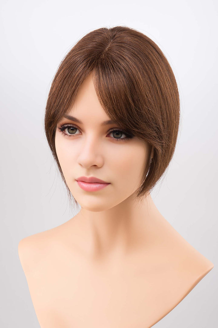 100% Human Hair Clip In Topper with Bangs 12"