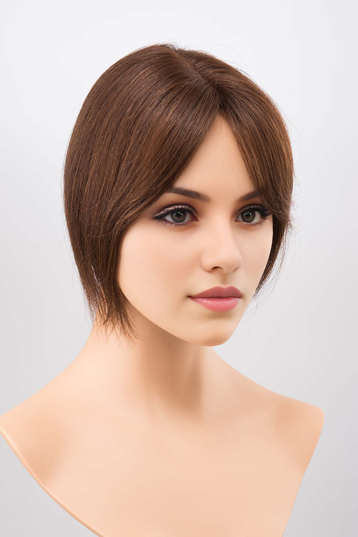 100% Human Hair Clip In Topper with Bangs 12"